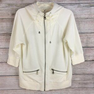 Forever Twenty One High Neck Hoodie Full Zip 3/4 Sleeves